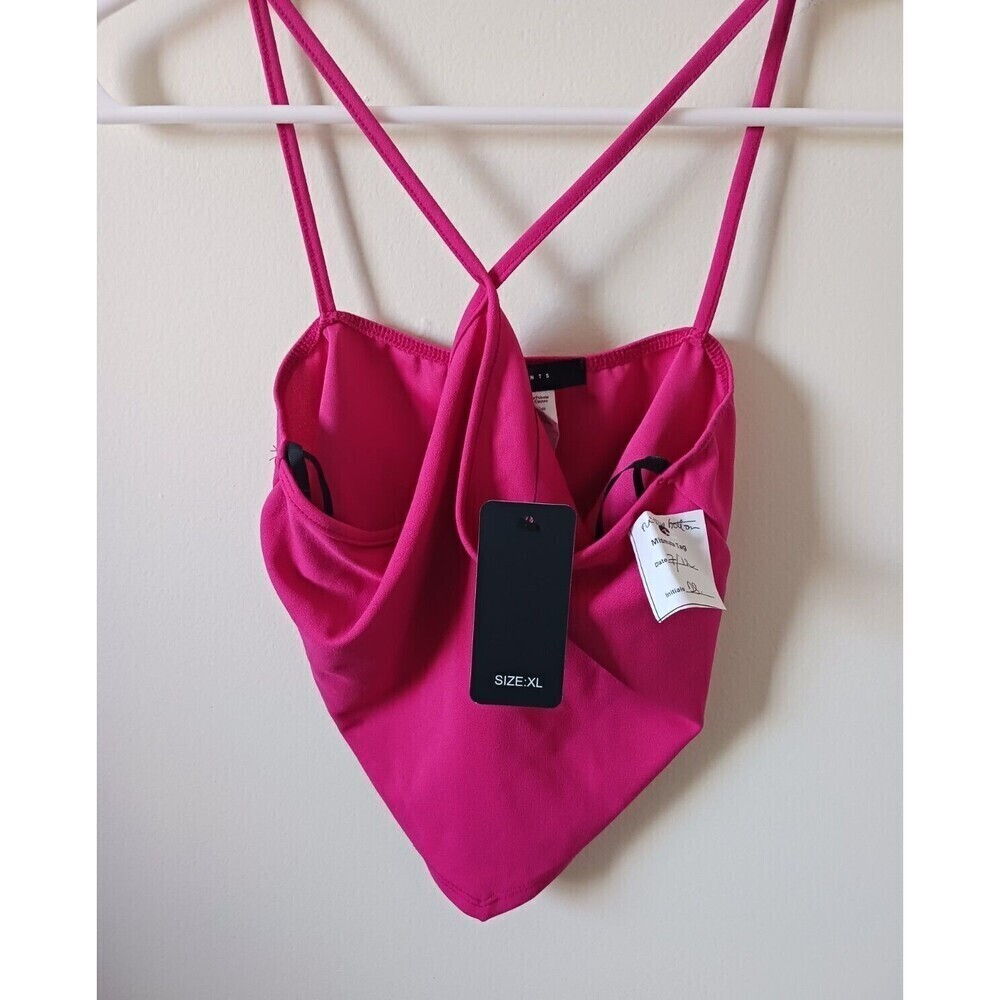 21 Saints Womens Juniors Halter Crop Top‎ Stretch Sleeveless Pink XL NWT - Picture 2 of 6